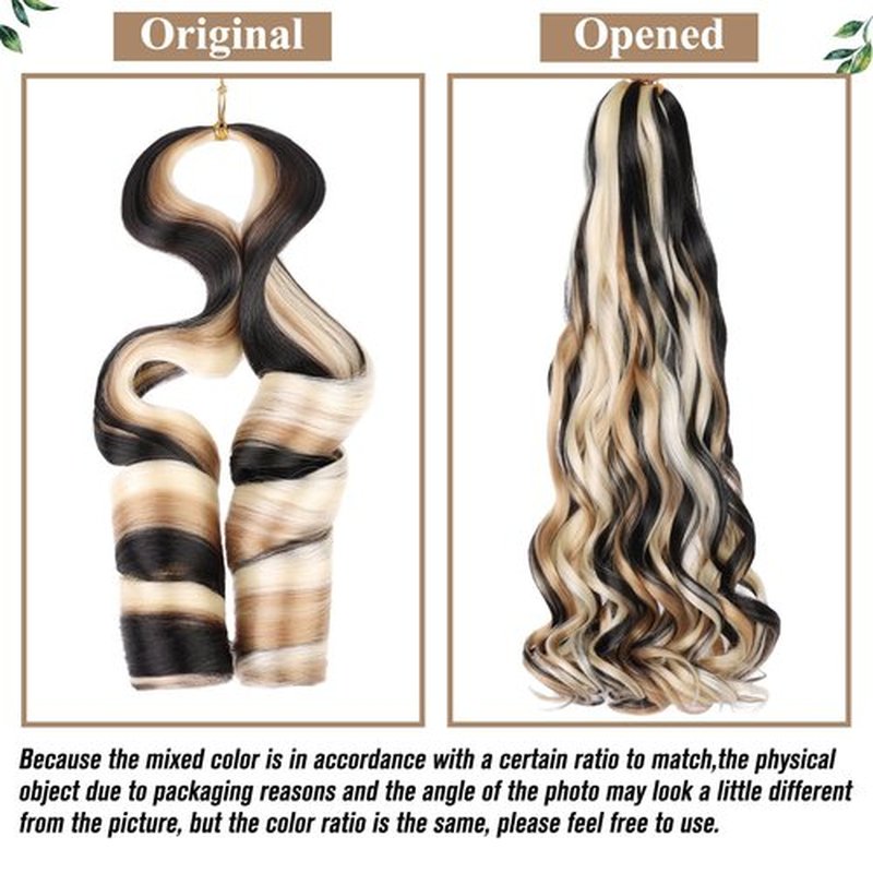 COOKOO 9 Packs French Curly Braiding Hair 22 Inch for Goddess Box Braids with Loose Wave Curly Ends Mix Black and Blonde Pre Stretched French Curls Synthetic Hair Extentions for Women P1B/27/613#