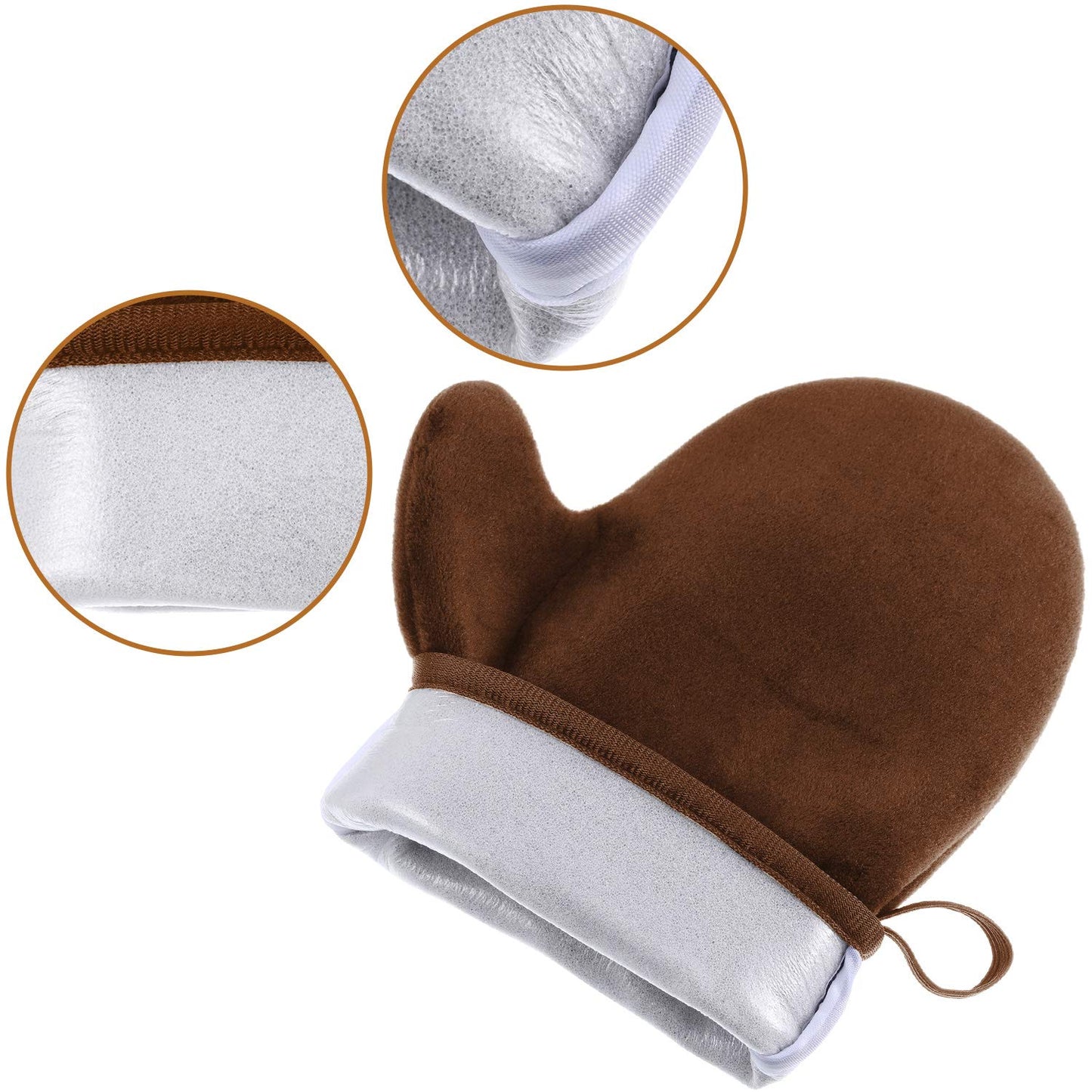 TOODOO 4 Pieces Double Sided Soft Microfiber Self Tanning Mitt Applicator Mini Finger Face Gloves for Self Tanner (Black and Brown)