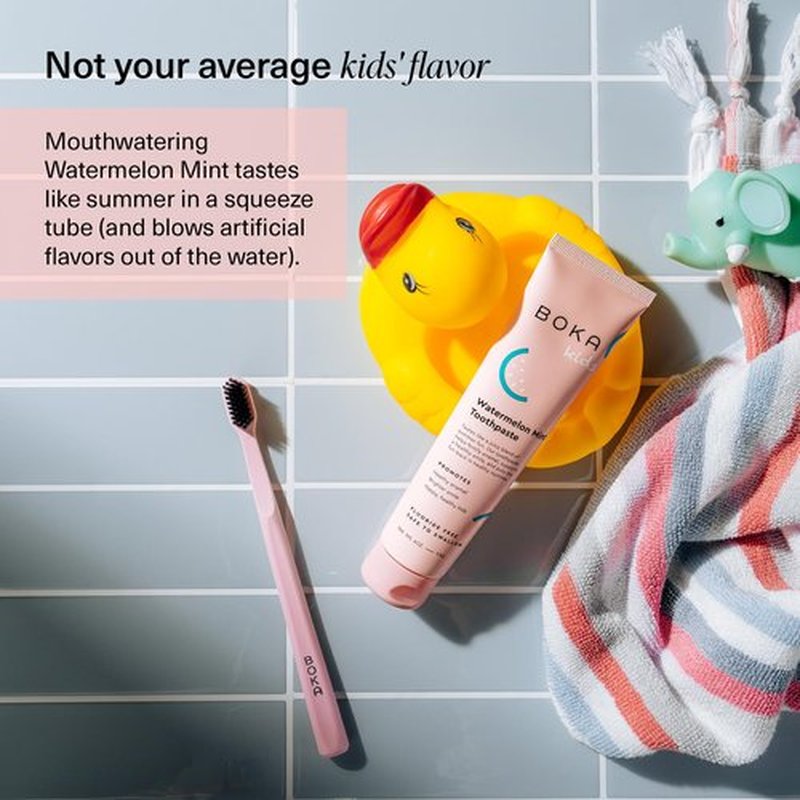 Boka Fluoride Free Toothpaste- Nano Hydroxyapatite, Remineralizing, Sensitive Teeth, Whitening- Dentist Recommended for Adult, Kids Oral Care- Watermelon Mint Flavor, 4oz 1Pk - US Manufactured