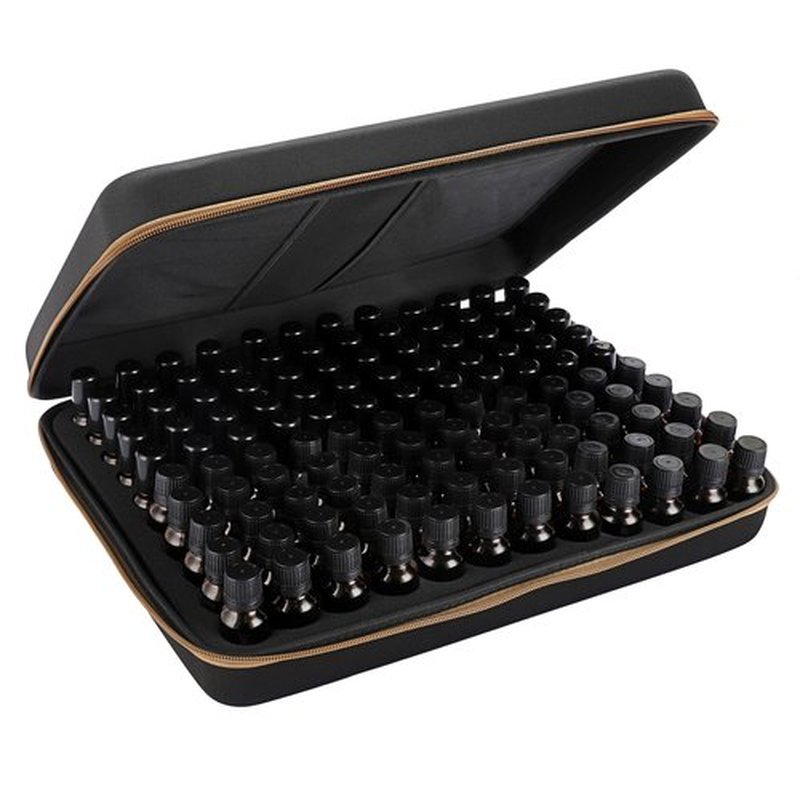 Hipiwe 120 Bottle EVA Essential Oil Storage Carrying Case Essential Oils Organizer Holder with Foam Insert Essential Oil Traveling Bag, Holds 5ml 10ml 15ml Essential Oils, Black+ Brown