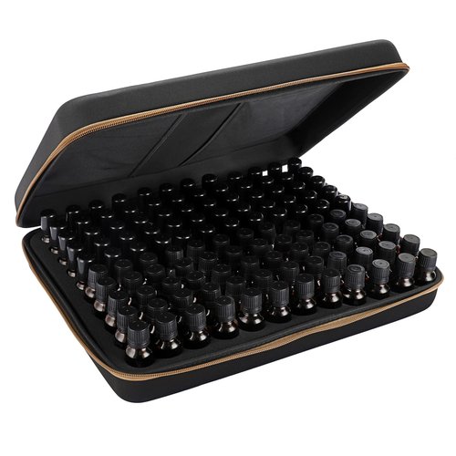 Hipiwe 120 Bottle EVA Essential Oil Storage Carrying Case Essential Oils Organizer Holder with Foam Insert Essential Oil Traveling Bag, Holds 5ml 10ml 15ml Essential Oils, Black+ Brown