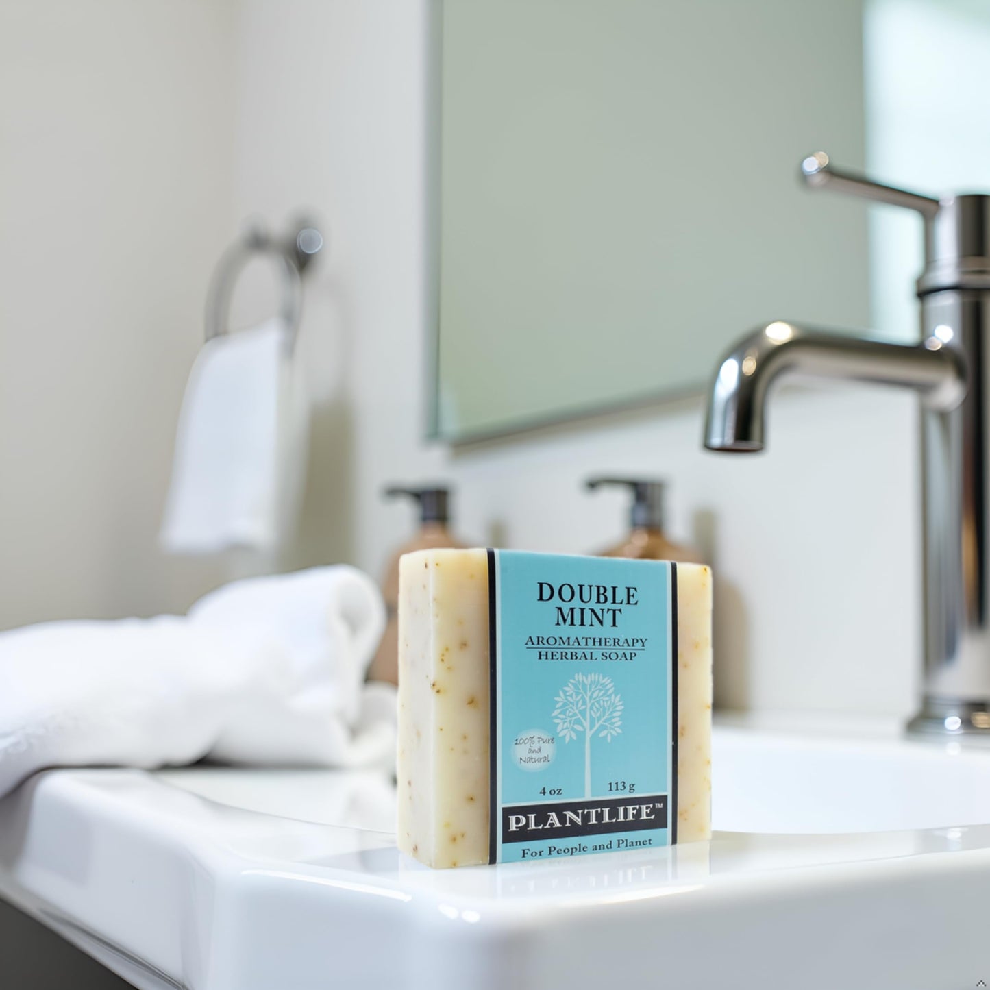 Plantlife Double Mint Bar Soap - Moisturizing and Soothing Soap for Your Skin - Hand Crafted Using Plant-Based Ingredients - Made in California 4oz Bar