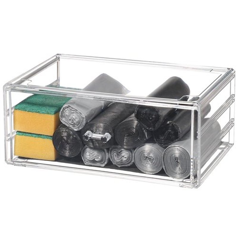 Cq acrylic Clear Desktop Drawer for Girls Stackable Acrylic Large Acrylic Drawers with 1 Drawer,Large Accessory Organizer and Plastic Under Cabinet Drawer for Vanity Desktop and Undersink,1pc