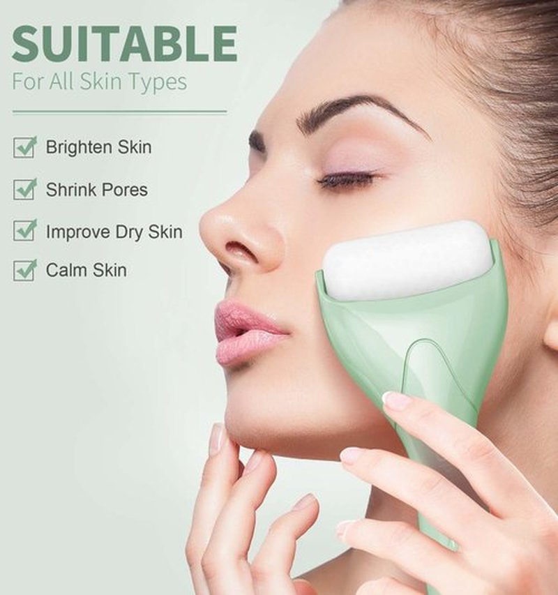 Ice Roller for Face & Eye, [2-Rollers] Ice Face Roller Puffiness Relief, Reduce Wrinkles, Face Massager Roller Self Skin Care, Gifts for Women & Men - Green