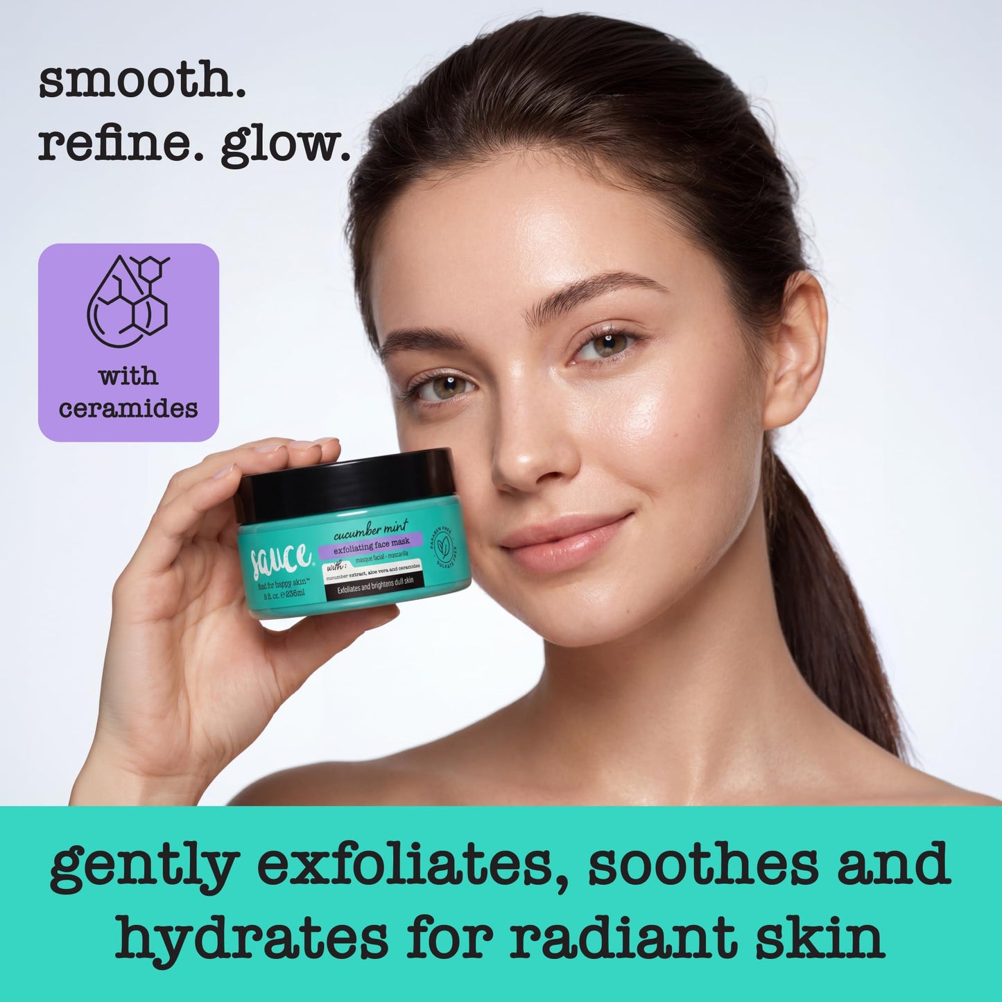 SAUCE Exfoliating Face Mask, Cucumber Mint, 8 Fl Oz