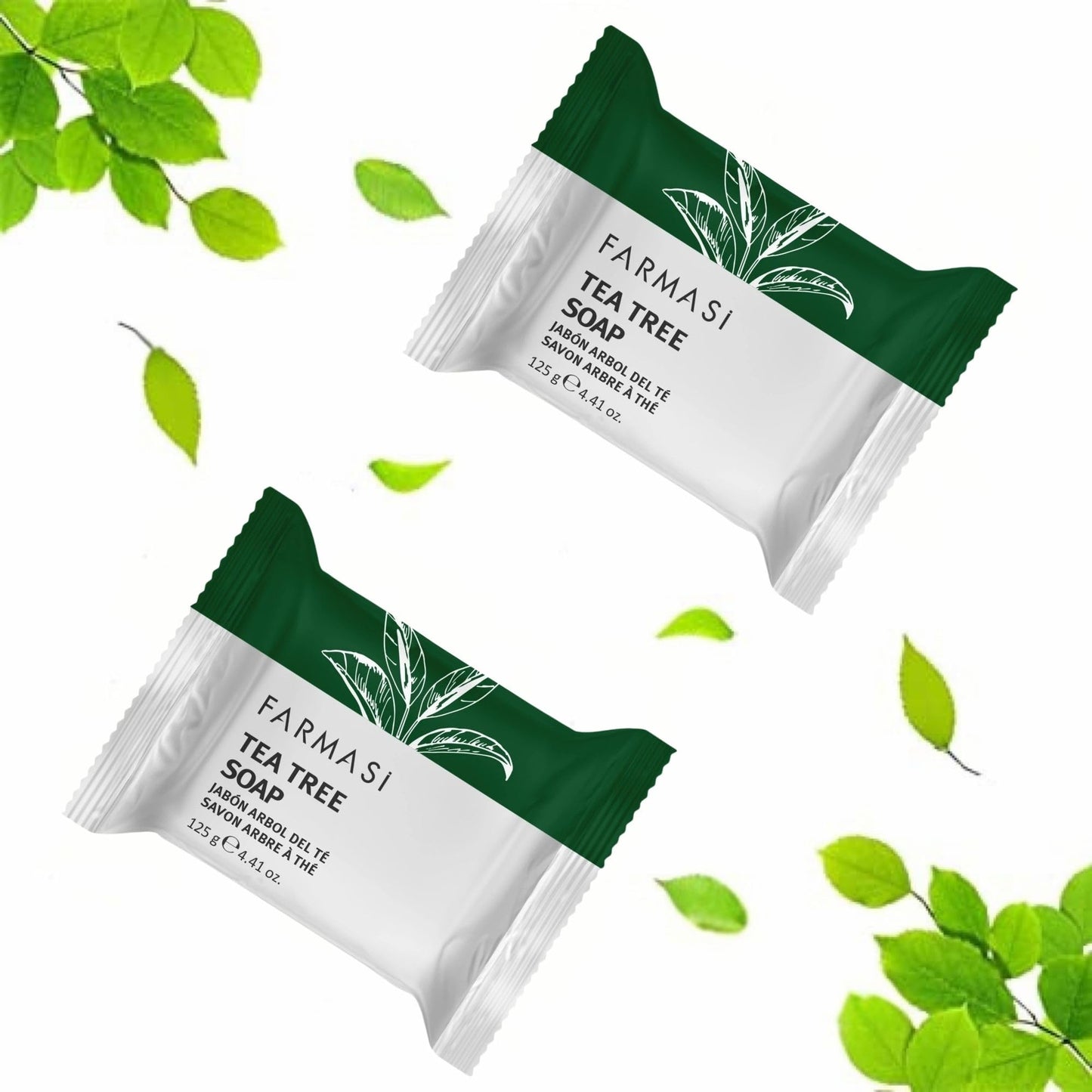 FARMASi 2 PACK Tea Tree Soap, Blemish Prone and Oily Skin Cleansing Bar for Face and Body, Clarifying Daily Cleanse, 4.41 oz Each