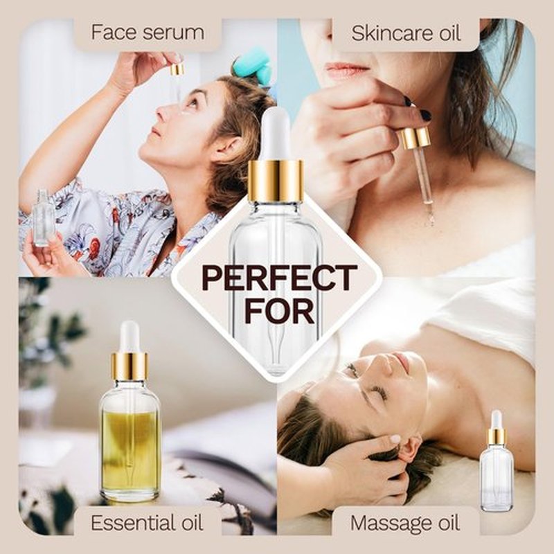 Bumobum 5 Pcs, 1 oz Dropper Bottle Clear Eye Dropper Bottles with 2 Droppers, 1 Funnel, 1 Pipette & 8 Labels, 30 ml Tincture Bottles with Dropper for Essential Oils Serums Hair Oils Body Cuticle Oils