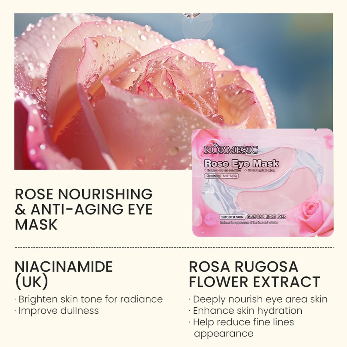 Blopuivo 40 Pairs Eye Masks & Lip Mask, Collagen Under Eye Patches for Dark Circles and Puffy Eyes, Reduce Wrinkles, Anti Chapped & Remove Dead Skin, Nourishes the Lip & Eye Skin