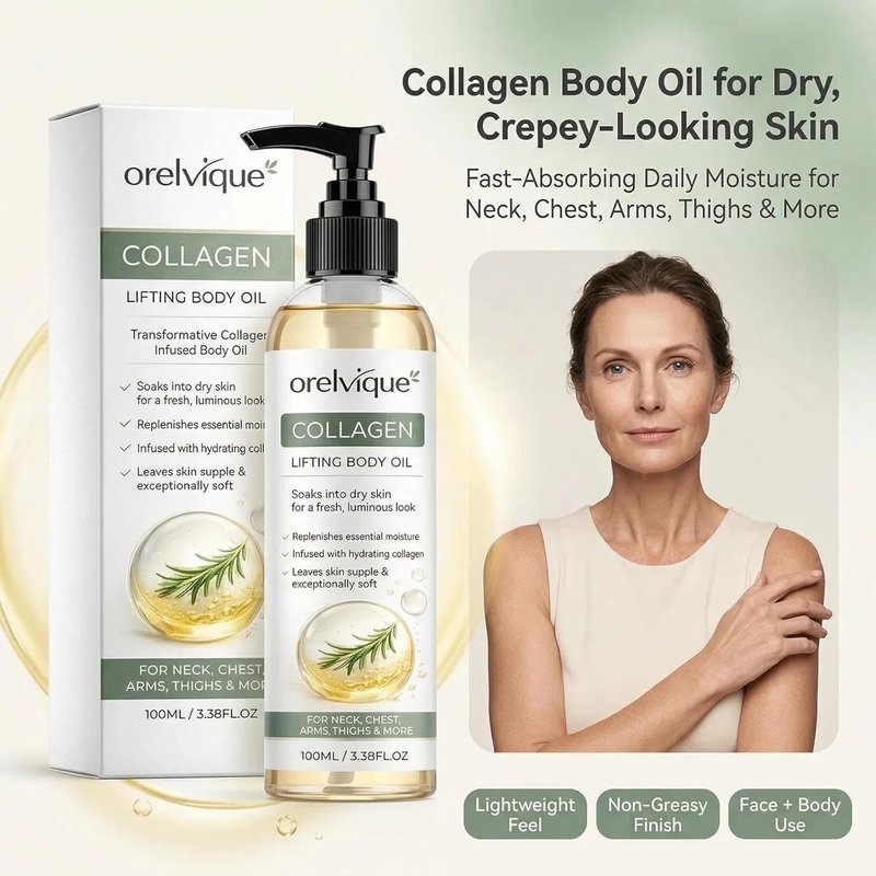 Collagen Oil for Skin Tightening | Fast-Absorbing Moisturizing Oil with Marine Collagen & Jojoba - 1pc