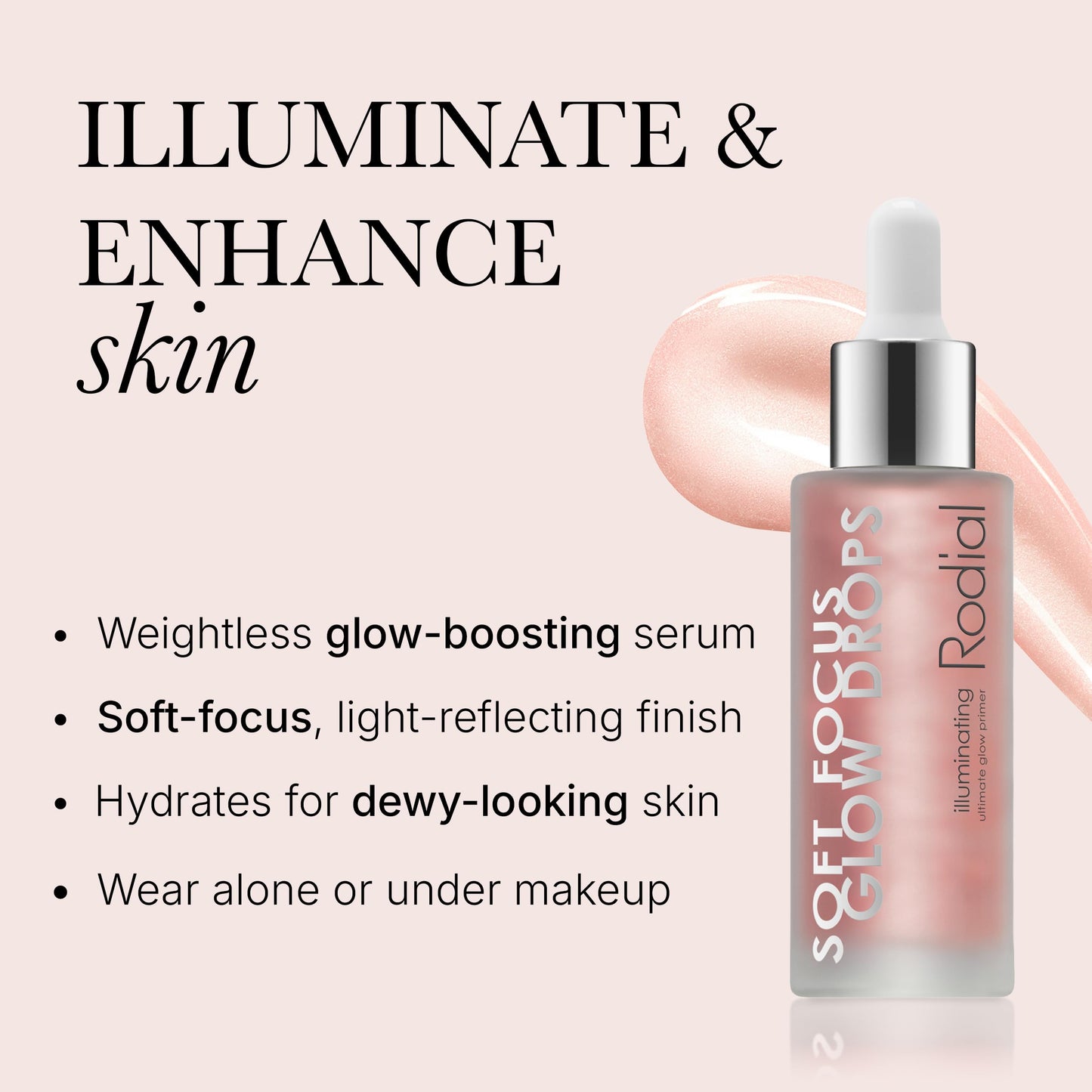 Rodial Glow Essentials Set - Soft Focus Glow Drops 1.05 fl oz. + Banana Lowlighter Travel Size 0.05 fl oz. + Lip Oil 0.13 fl oz. - Hydrating Radiance Boosting Trio for Brightening Skincare and Makeup