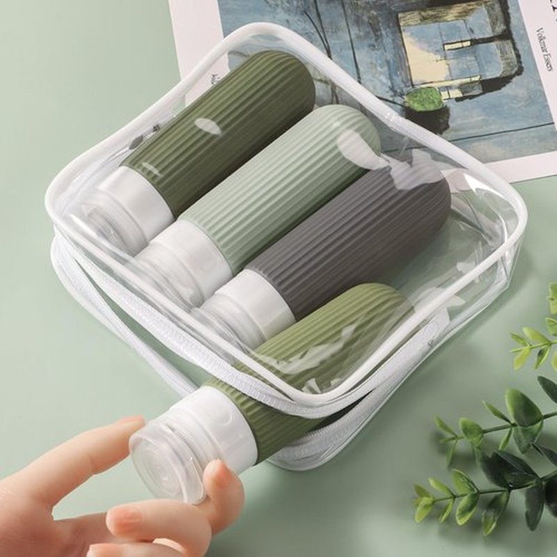 ME.FAN Travel Bottles for Toiletries, TSA Approved 3oz Silicone Travel Size Containers/Portable Split Bottle, Travel Accessories for Conditioner, Shampoo, Lotion - 4 Pack Desert Sage