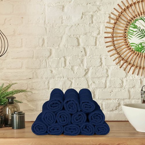 Utopia Towels 12 Pack Premium Wash Cloths Set (12 x 12 Inches) 100% Cotton Ring Spun, Highly Absorbent Cotton and Soft Feel Washcloths for Bathroom, Spa, Gym, and Face Towel (Navy)