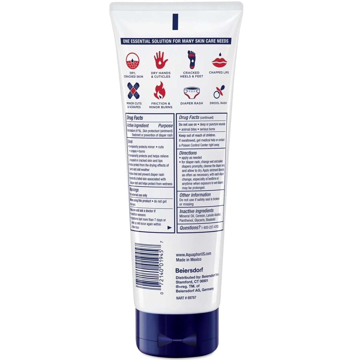 Aquaphor Healing Ointment 7 oz Tube - Moisturizer for Dry Skin, Hands, Heels, Elbows & Lips - 2 Pack