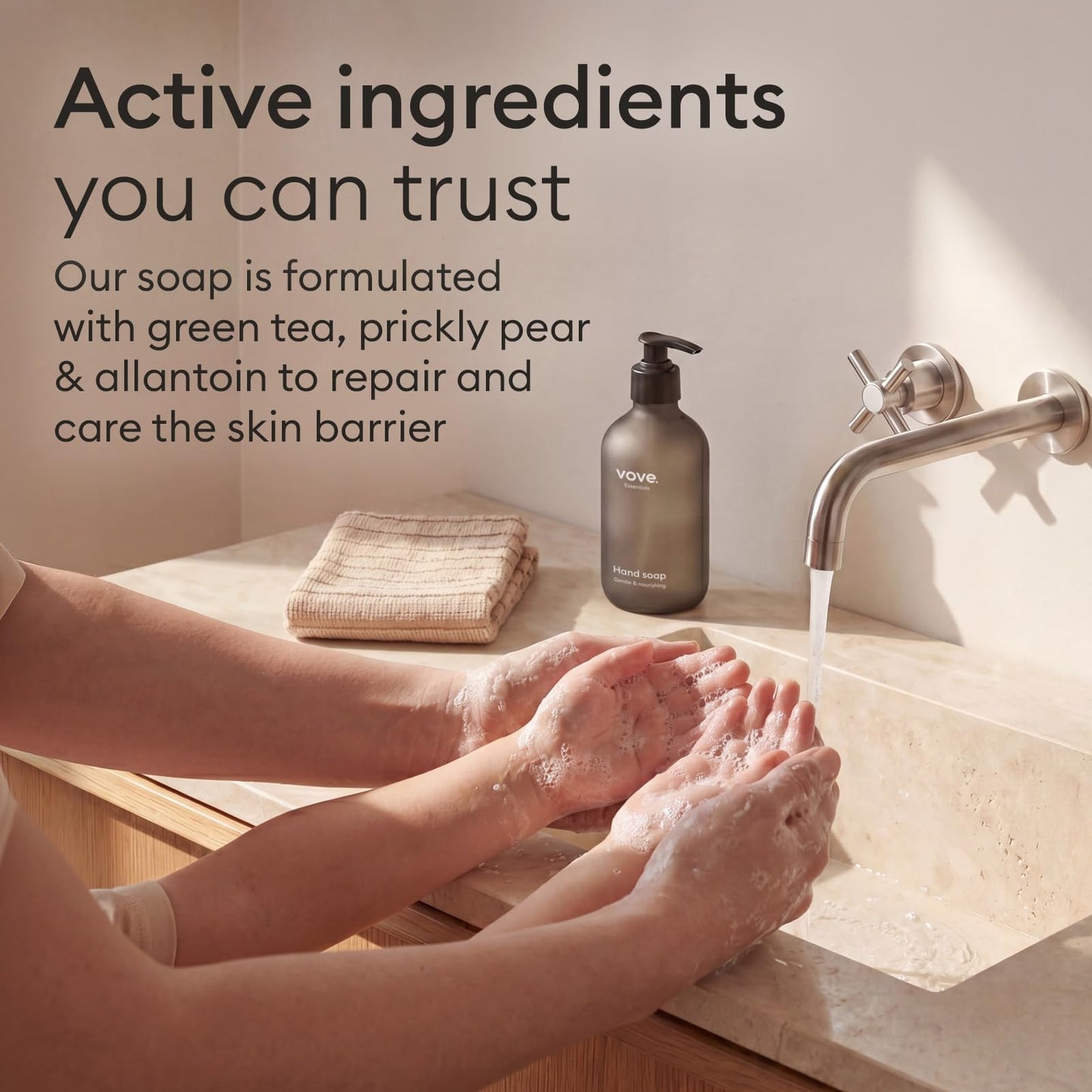 Vove Hand Soap Refills 3-Pack, Mandarin, Geranium & Cedarwood, Powder-to-Gel Hand Wash with Aloe Vera & Cactus Extract, Plant-Based Formula, Moisturizing Allantoin, Plastic-Free Compostable Packaging