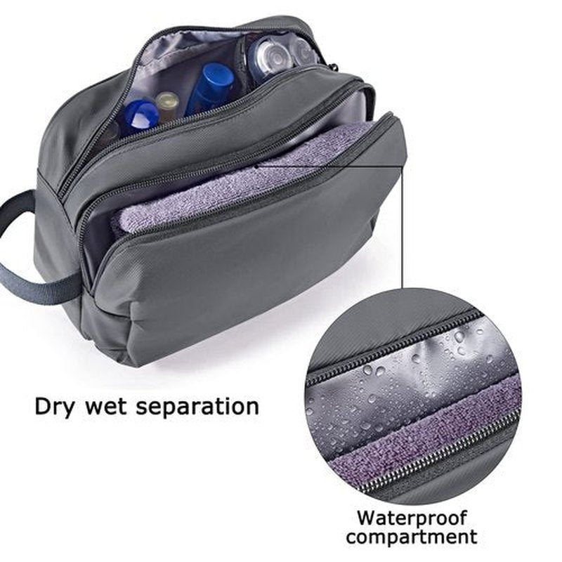 BAGSMART Toiletry Bag for Men, Travel Toiletry Organizer Dopp Kit Water-resistant Shaving Bag for Toiletries Accessories, Door Room Essentials,Grey-basic
