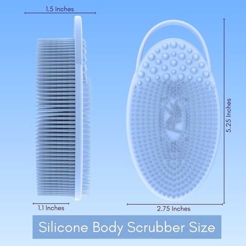 Avilana Silicone Exfoliating Body Scrubber – Dual-Sided Silicone Loofah for Shower, Body Scrubber for Men & Women, Gentle Loofa Alternative, Easy-to-Clean Silicone Body Scrubber (S2-Blue)