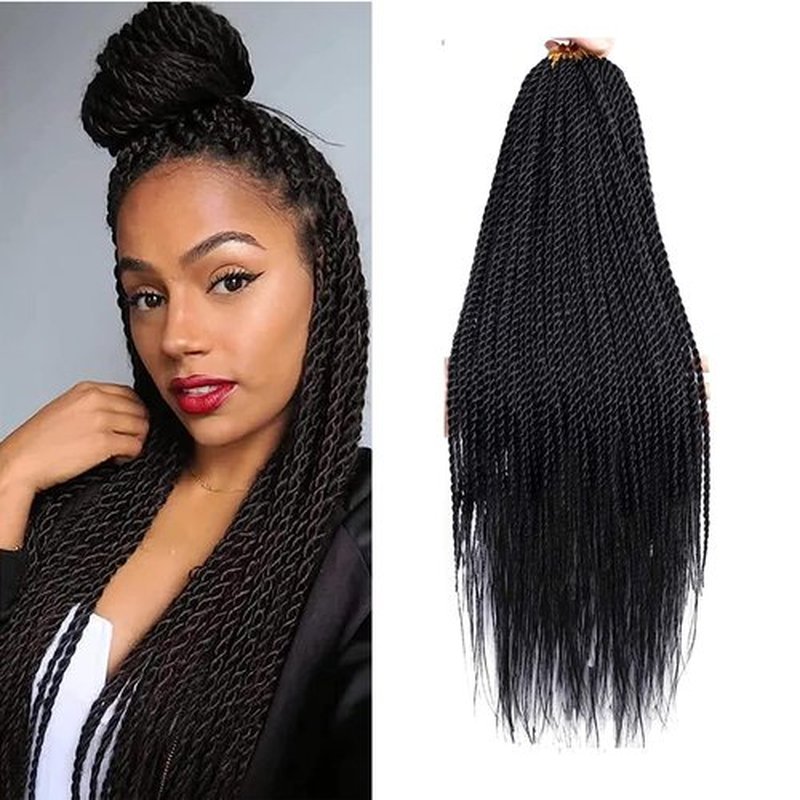 Senegalese Twist Crochet Hair for Black Women 18 Inch Pretwisted Crochet Hair 7 Packs Boho Goddess Twist Crochet Hair Pre Looped Hot Water Setting Crochet Twists with Natural Straight Ends