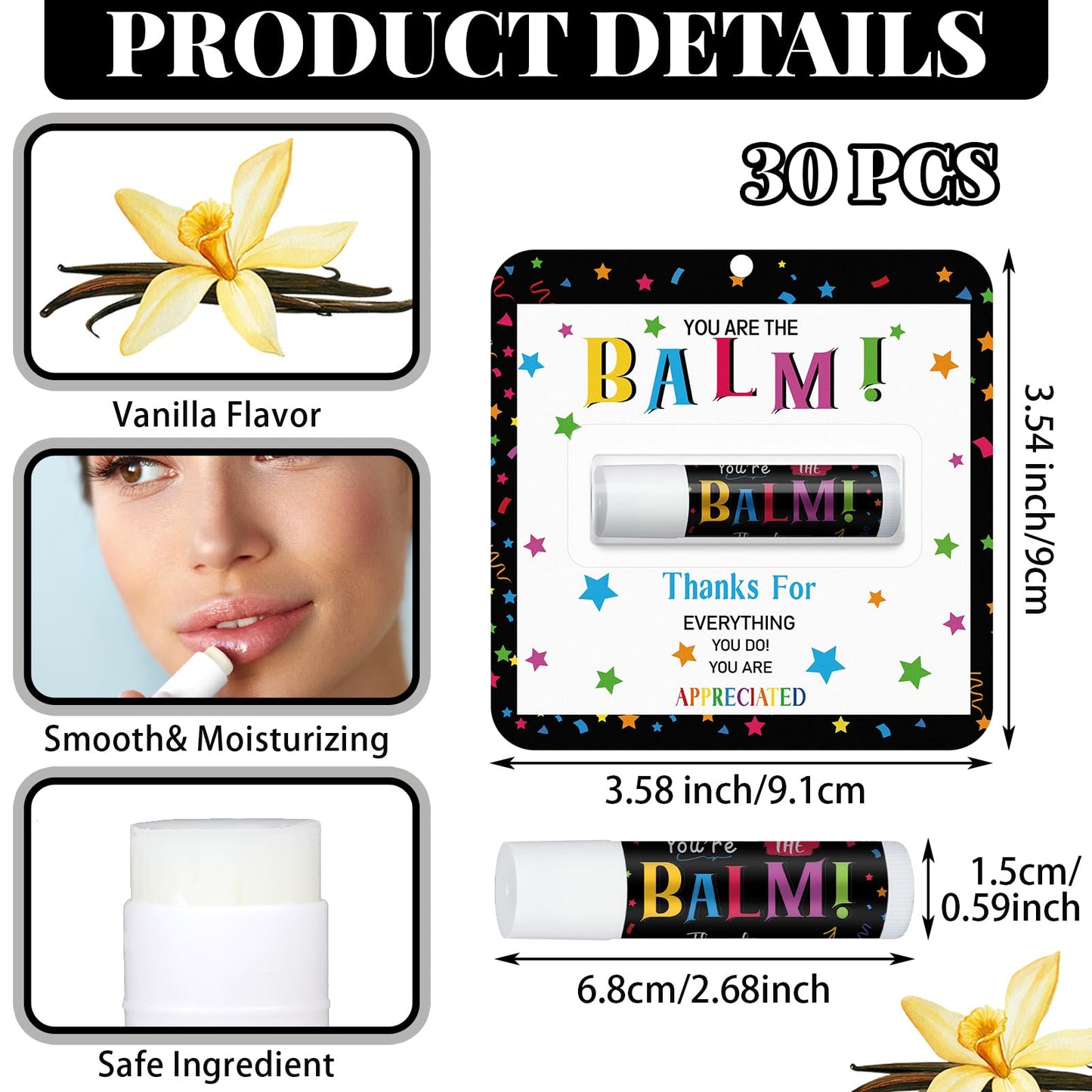 Sacubee 2 Pack Back to School Employee Teacher Appreciation Gifts Bulk Lip Balm Teacher Employee Staff Team Thank You Gifts You're the Balm Volunteer Appreciation Party Favor for Women Men Coworkers