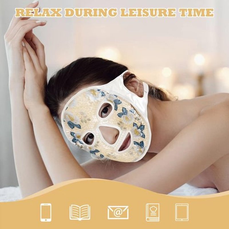 LEOSTEP Cooling Face Mask lce Face Mask Gel Beads Hot Cold Compress Pack Frozen Face Masks for Sleeping,Pressure,Puffiness,Headaches ﻿