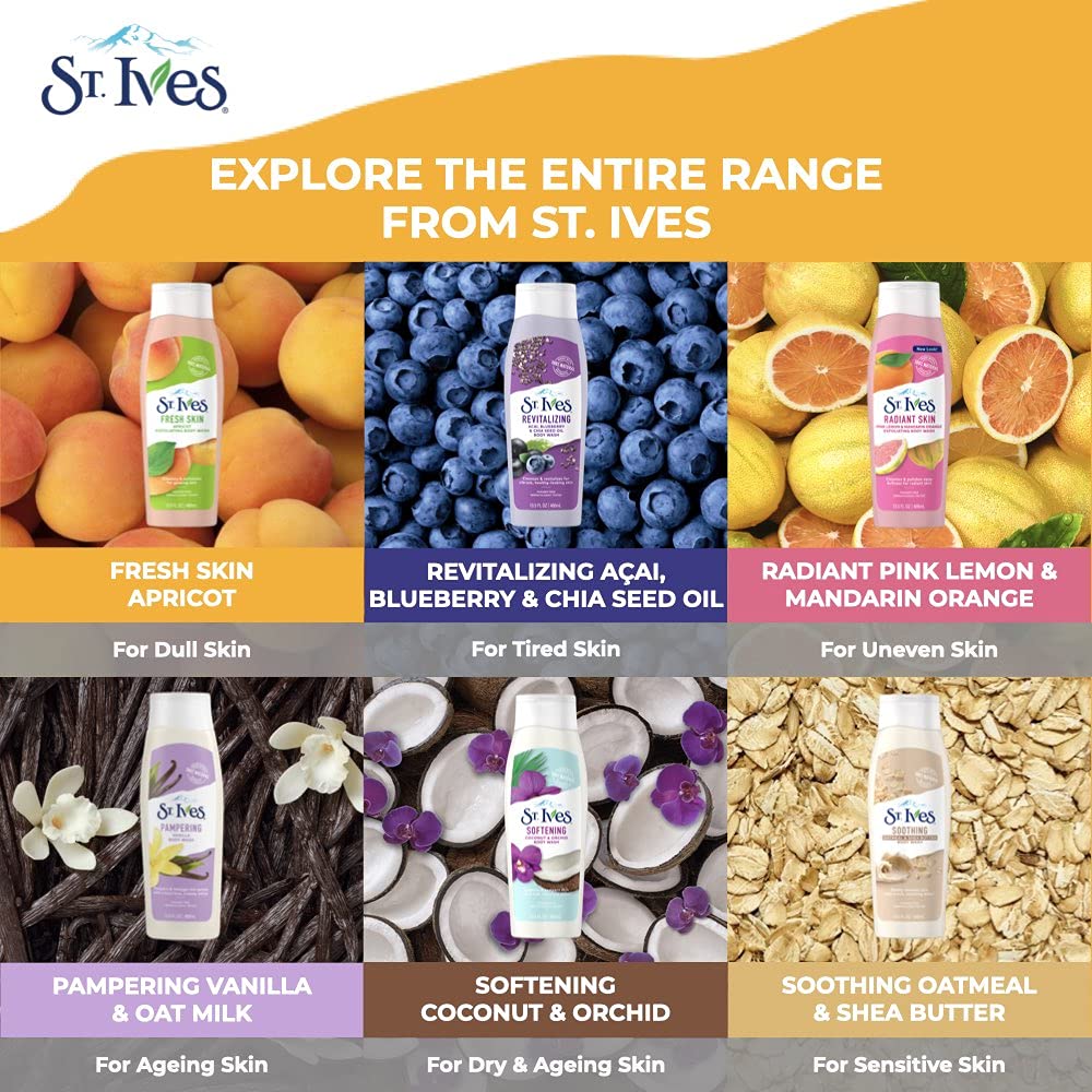 St. Ives Smooth & Glow Body Wash, Apricot 13.5 oz