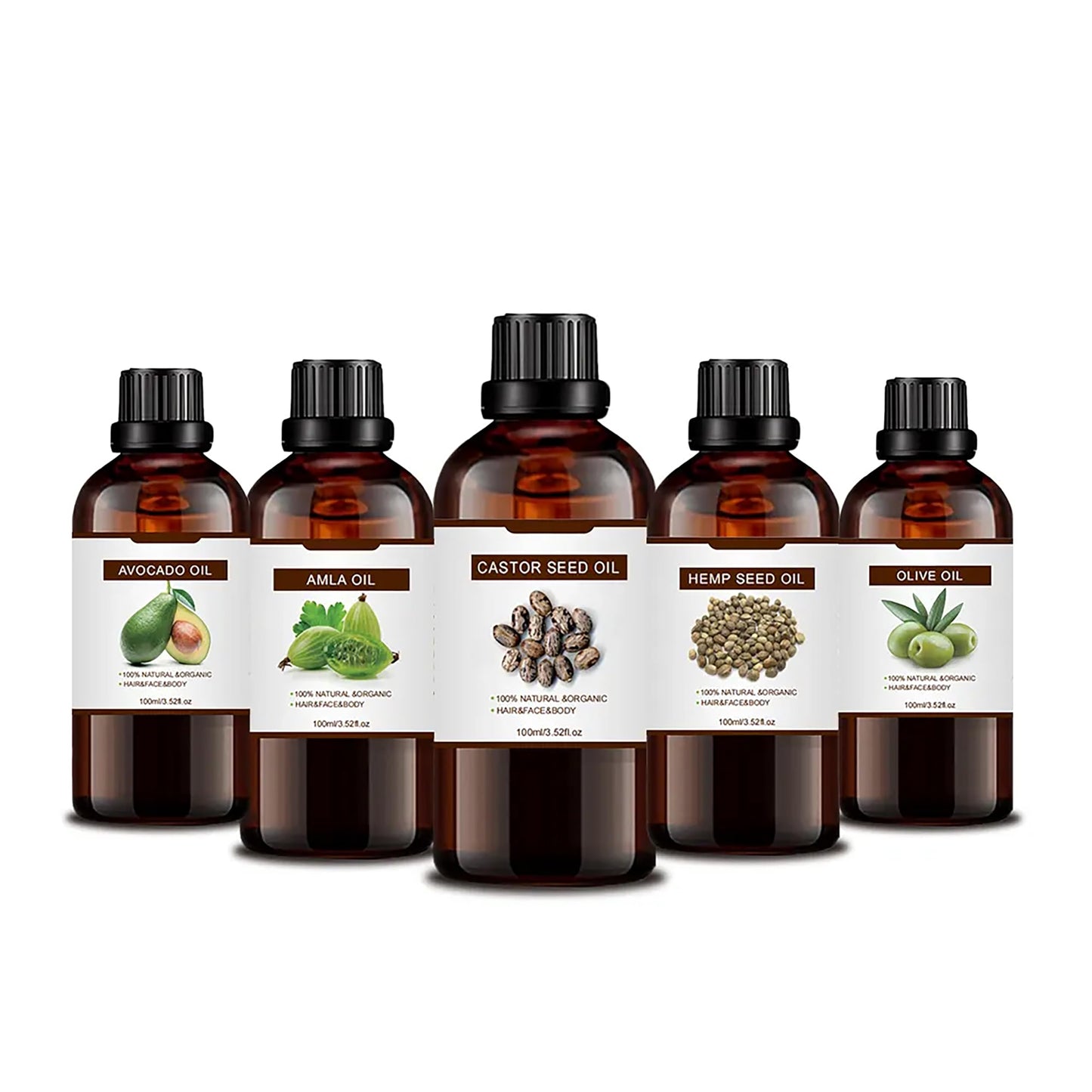 100% Pure Castor Essential Oil for Hair Growth,Non-GMO High Oleic Natural Organic Castor Seed for Skin,Dry Damaged Body & Face Moisturizing