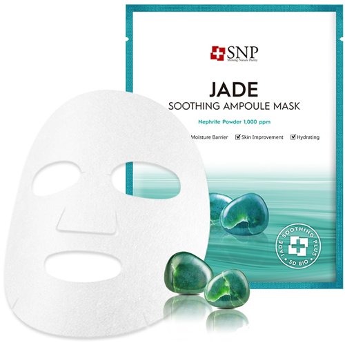 [K Beauty Snp] Jade Soothing Ampoule Sheet Mask | Cleansing and Purifying All Sensitive Skin Types | Calming, Hydrating, and Moisturizing Facial Skin | Korean Face Masks Skincare | 10 Sheets