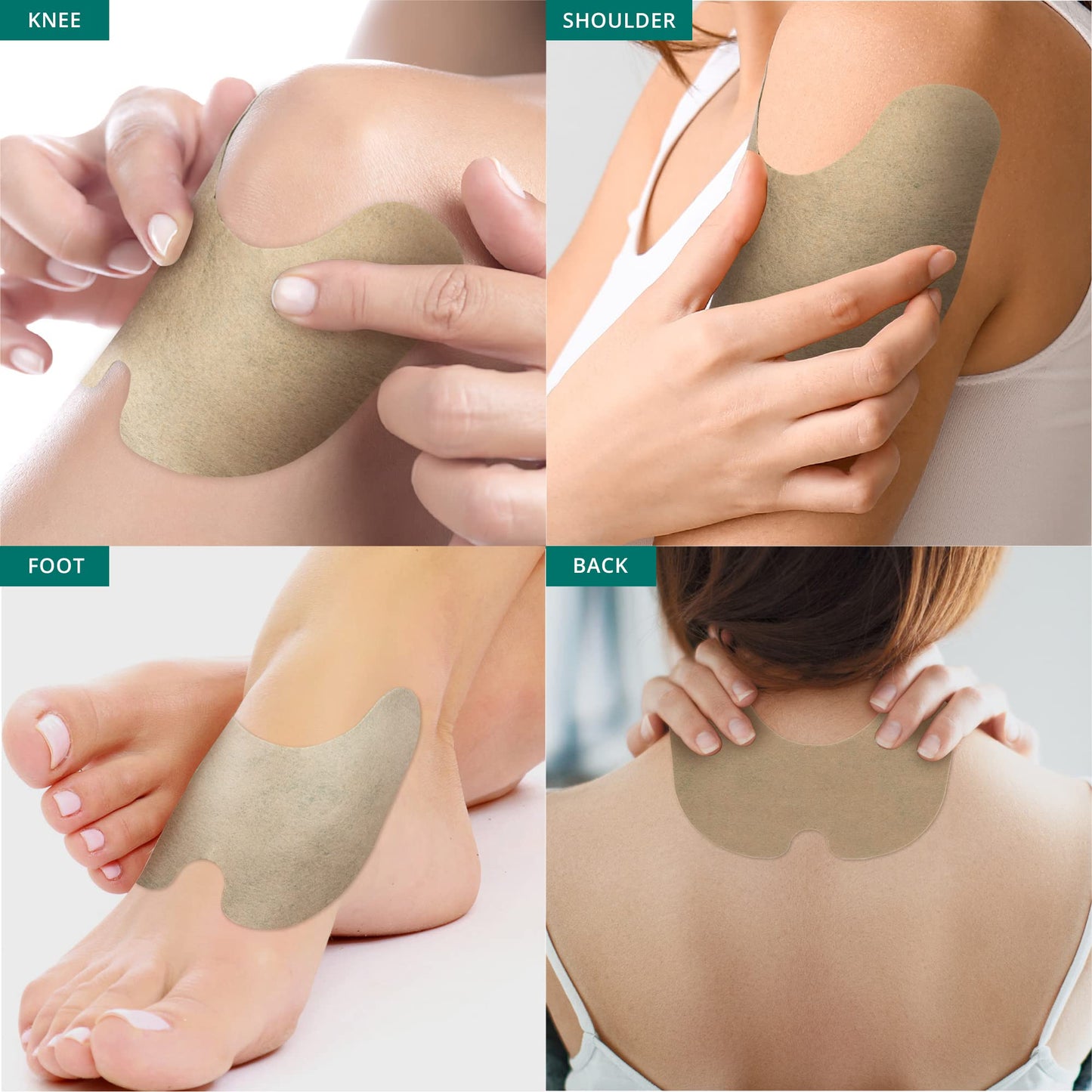 AOSORW Knee Relief Heat Patches: 24 Count Natural Herbal Wormwood Patches for Arthritis & Bone-on-Bone Support - Long-Lasting Relief for Muscle and Joint Discomfort