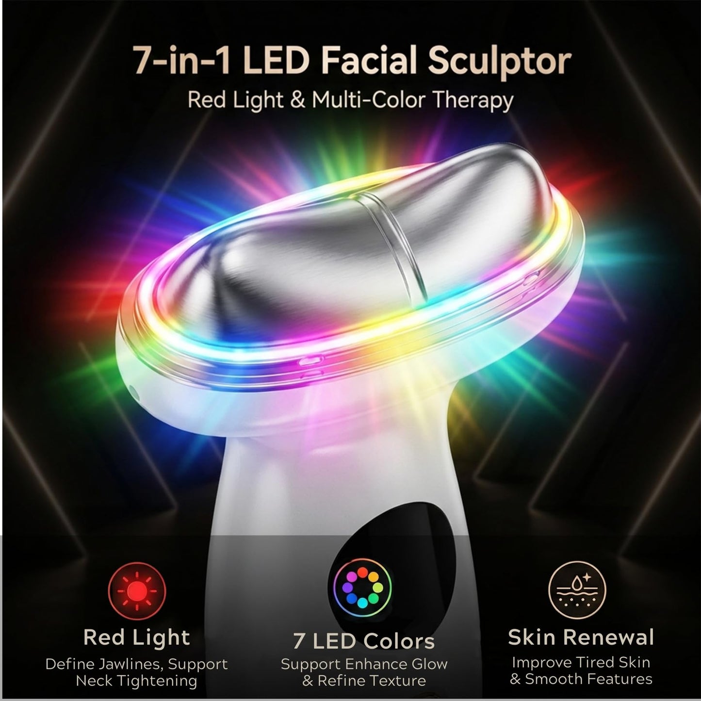 Cold Heat Facial Massager for Face & Neck, Wireless Face Massager Tool with Gua Sha, Face Sculpting Tool to Reduce Puffiness, Tighten Jowls, Lift & Glow, Gentle Daily Skincare Device