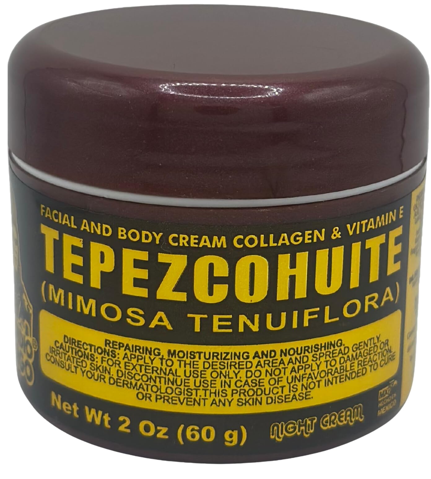 Del Indio Papago Tepezcohuite Night Cream 60g / 2.02Fl Oz 3 Pack - Reduce Expression Lines - Clarifies Skin Imperfections