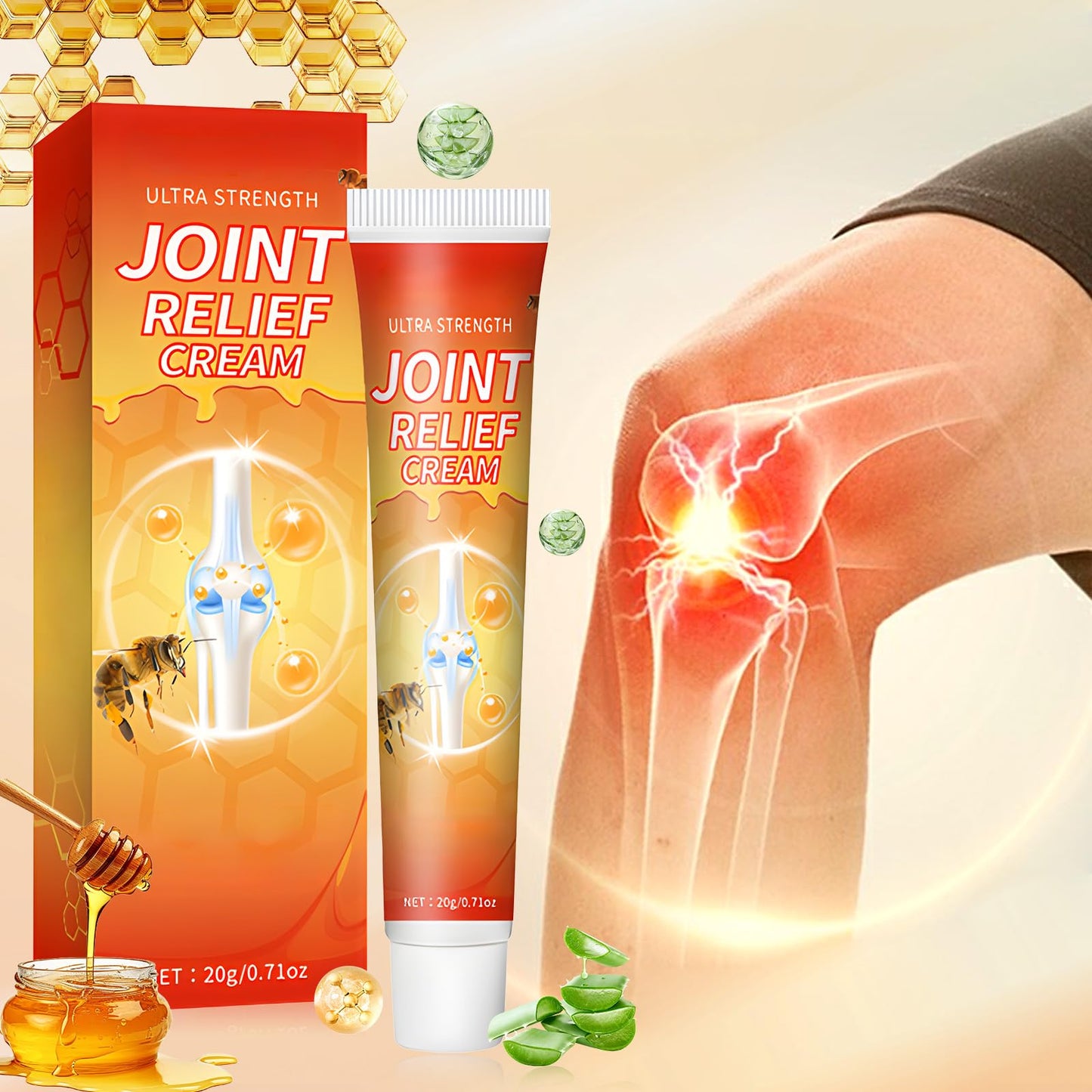 4Pcs Ultra Strength Joint Relief Cream for Knees and Meniscus Ointment, New Professional Care Gel Joint Cream, Natural Joint Relief Gel for Neck,Waist,Back Hand Feet and Leg-Fast Absorbing, Non-Greasy