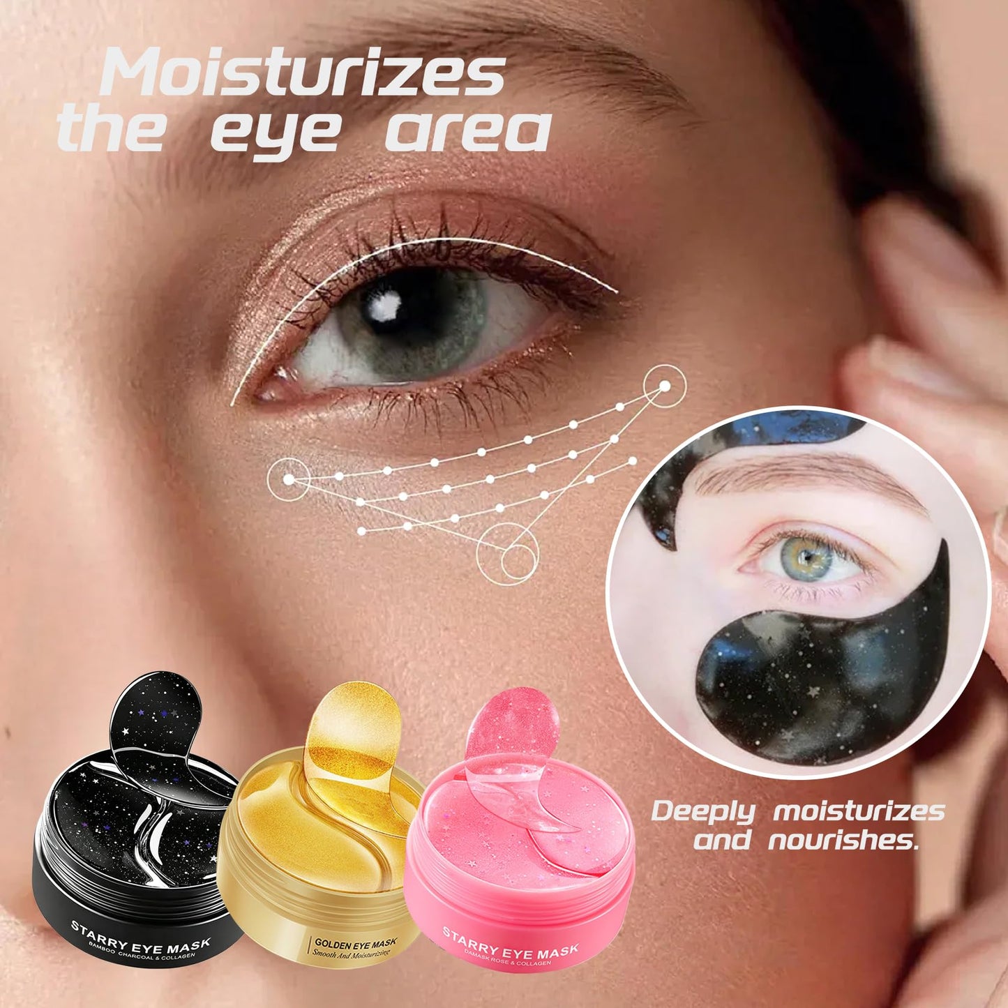 ZZCQzeze 3 Pairs Under Eye Patches,Hydrating Under Eye Masks,Moisturizing Eye Patches Bulk for Dark Circles,Undereye Mask Patches for Eye Care,Nourishing Eyemask Skin Care Set for Women 10