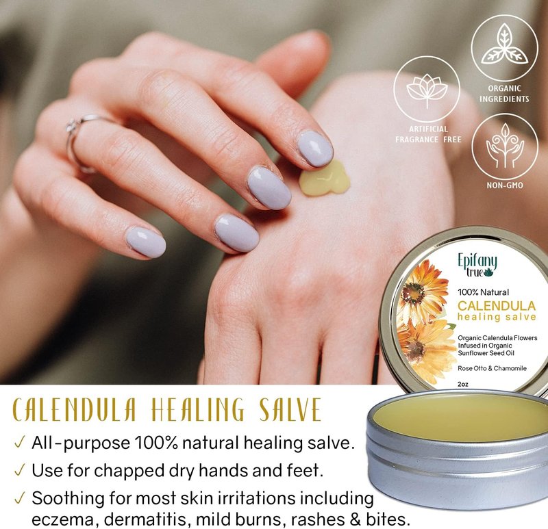 Calendula Salve 2oz - Natural Herbal Balm for Dry Skin, Eczema & Itch Relief | Fragrance-Free 2-Pack