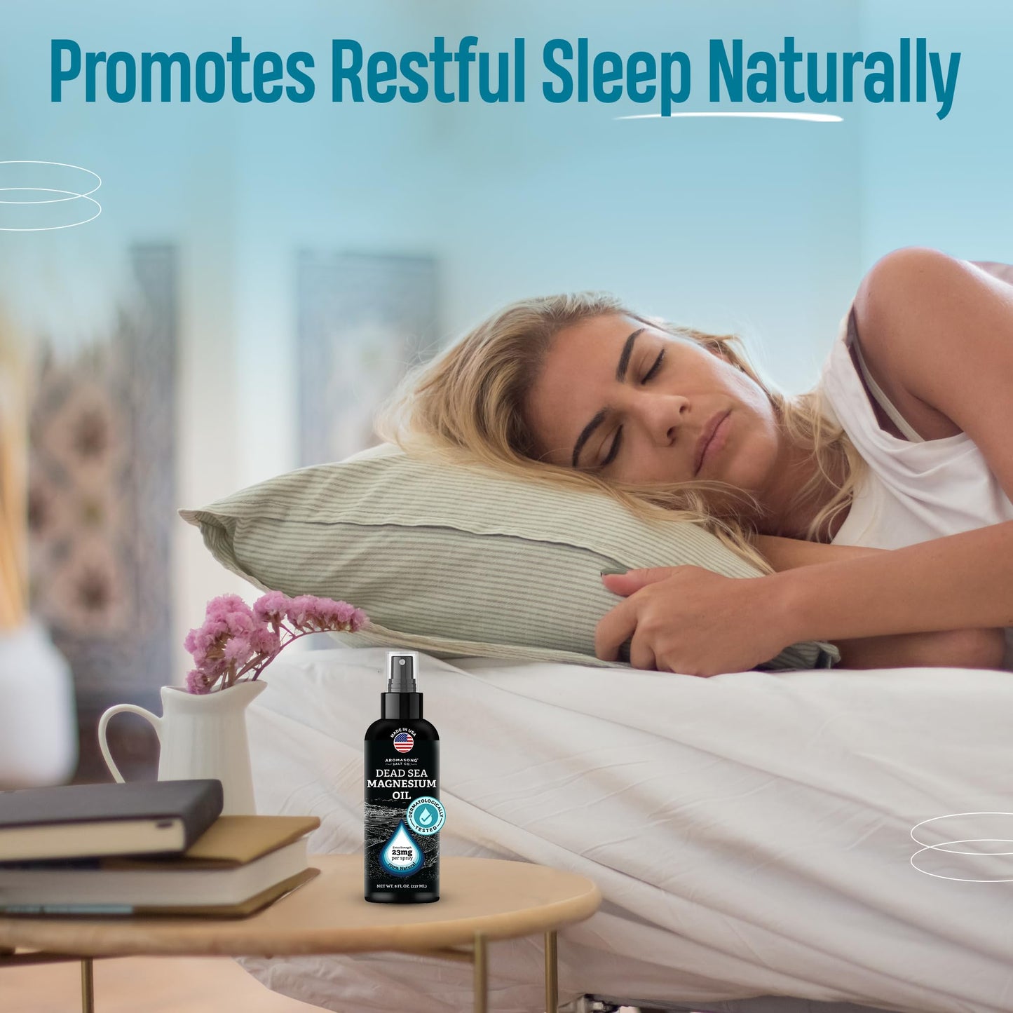 Aromasong Magnesium Oil Spray for Feet & Body – 23mg Magnesium per Spray – Topical Magnesium Spray for Calm Sleep & Leg Discomfort – 2 Pack 8 oz, Made in USA