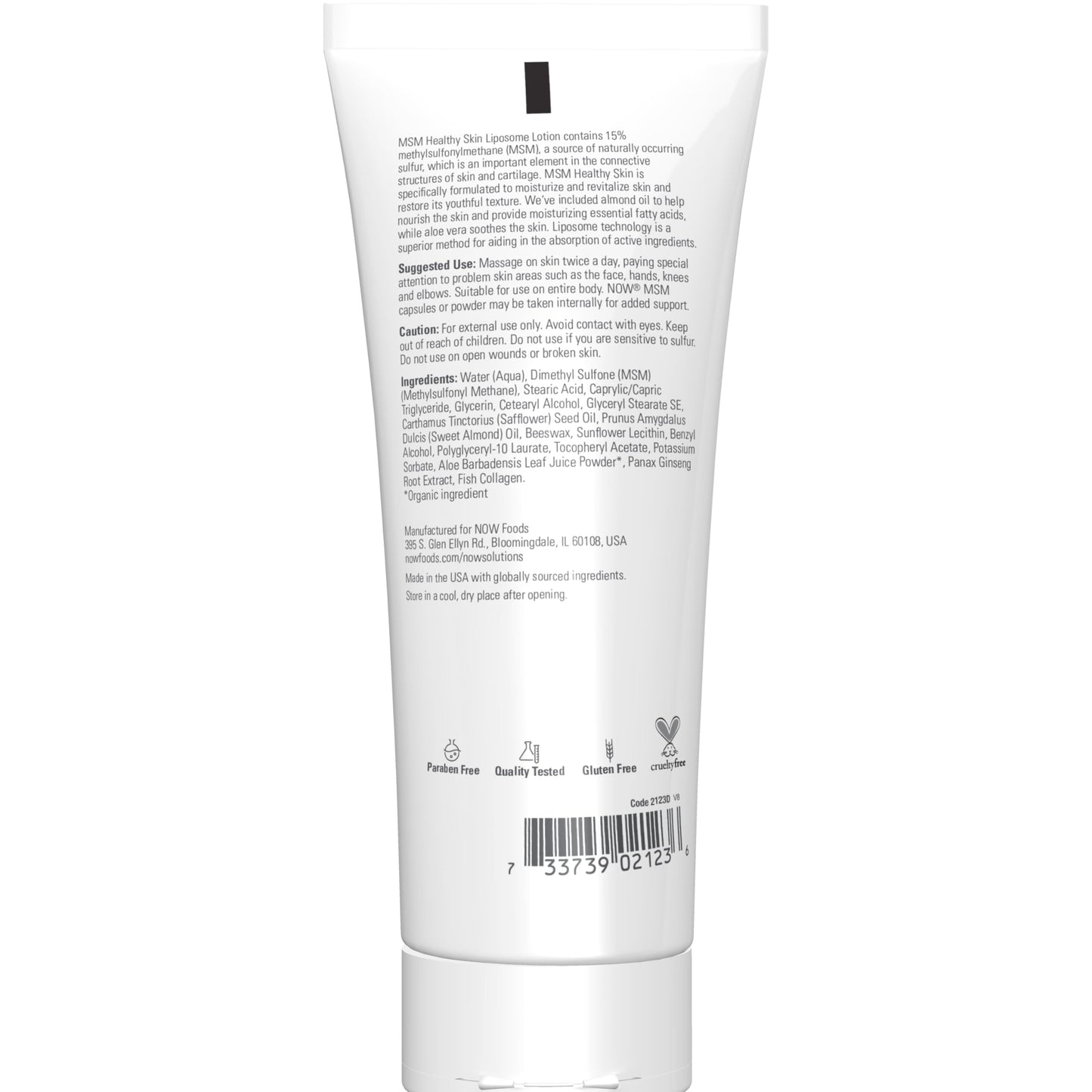 NOW Solutions, MSM Healthy Skin Liposome Lotion, Rejuvenating Cream with Almond Oil and Aloe, 8-Ounce