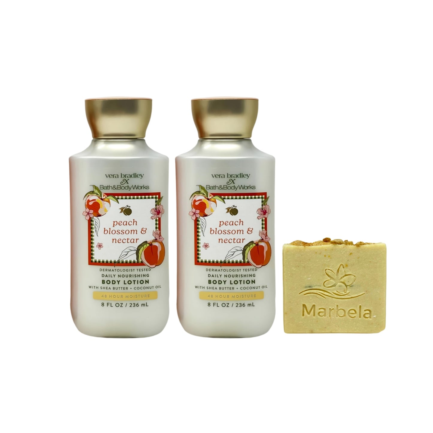 Bath & Body Works Peach Blossom & Nectar - 2 Body Lotions with a Perfectly Peeled Bar Soap