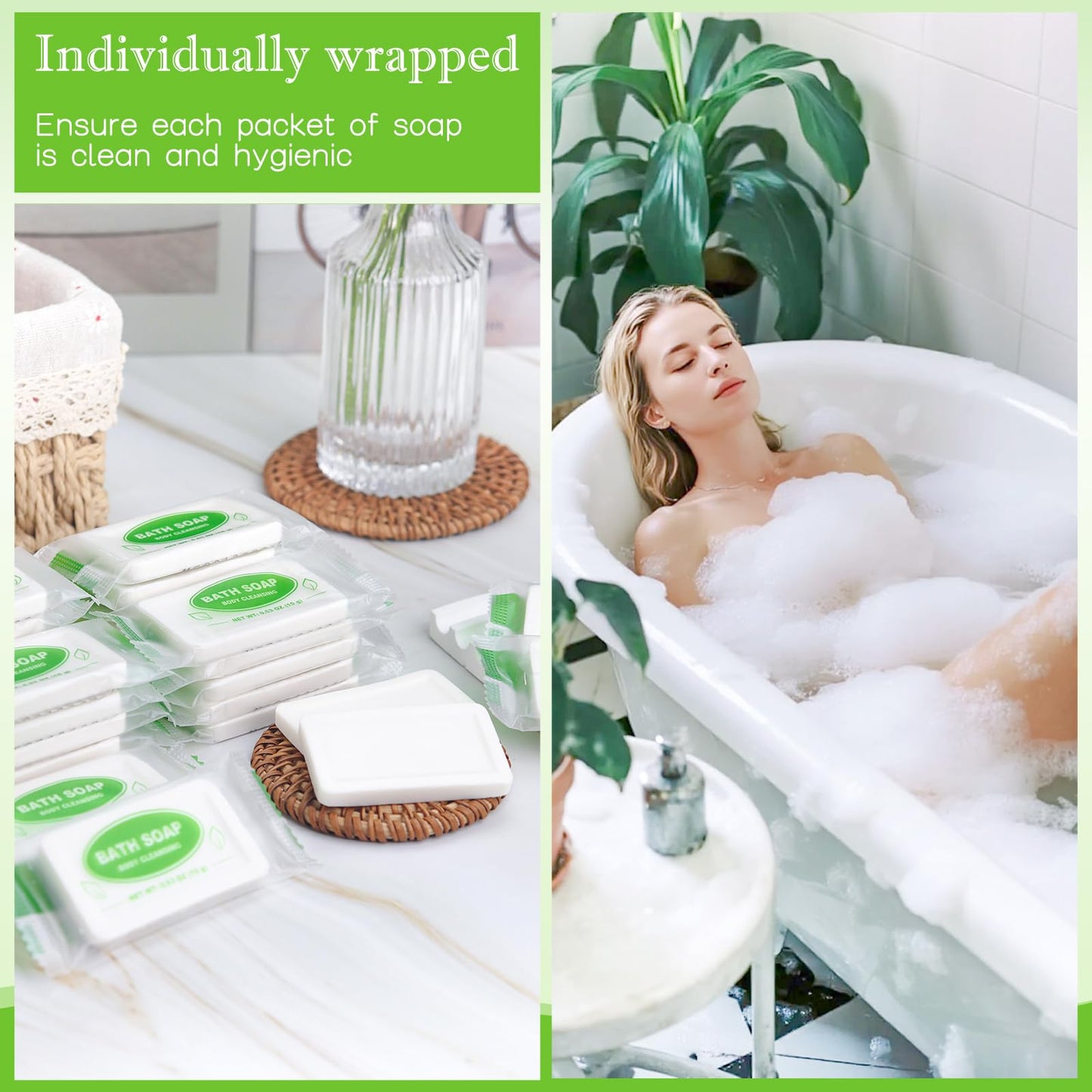HOIQIRY Mini Travel Size Bar Soap Bulk - Pack of 200,Individually Wrapped 0.53 oz/15 grams Small Disposable Hotel Soap Bars for Vacation,Camping,Guest,Homeless,Charity,Church