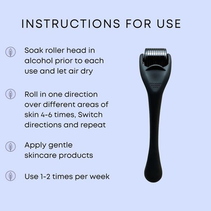 Derma Roller Microneedling Roller, 0.25mm Stainless Steel, Roller for Face, Beard, Hair, Body, Microneedle Derm Stamp with Storage Case | For Women and Men | (Matte Black)