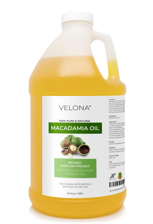 velona Macadamia Nut Oil 64 Fl Oz | 100% Pure and Natural Carrier Oil | Refined | Cooking, Skin, Hair, Body & Face Moisturizing | Use Today - Enjoy Results