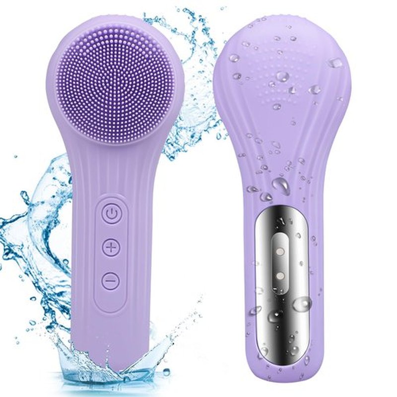 Feoflen Silicone Face Scrubber Exfoliator, Silicone Face Wash Brush for Men & Women, Ipx7 Waterproof Rechargeable Facial Cleaner for Deep Cleansing, Exfoliating, Massage Face Scrubber (Purple)