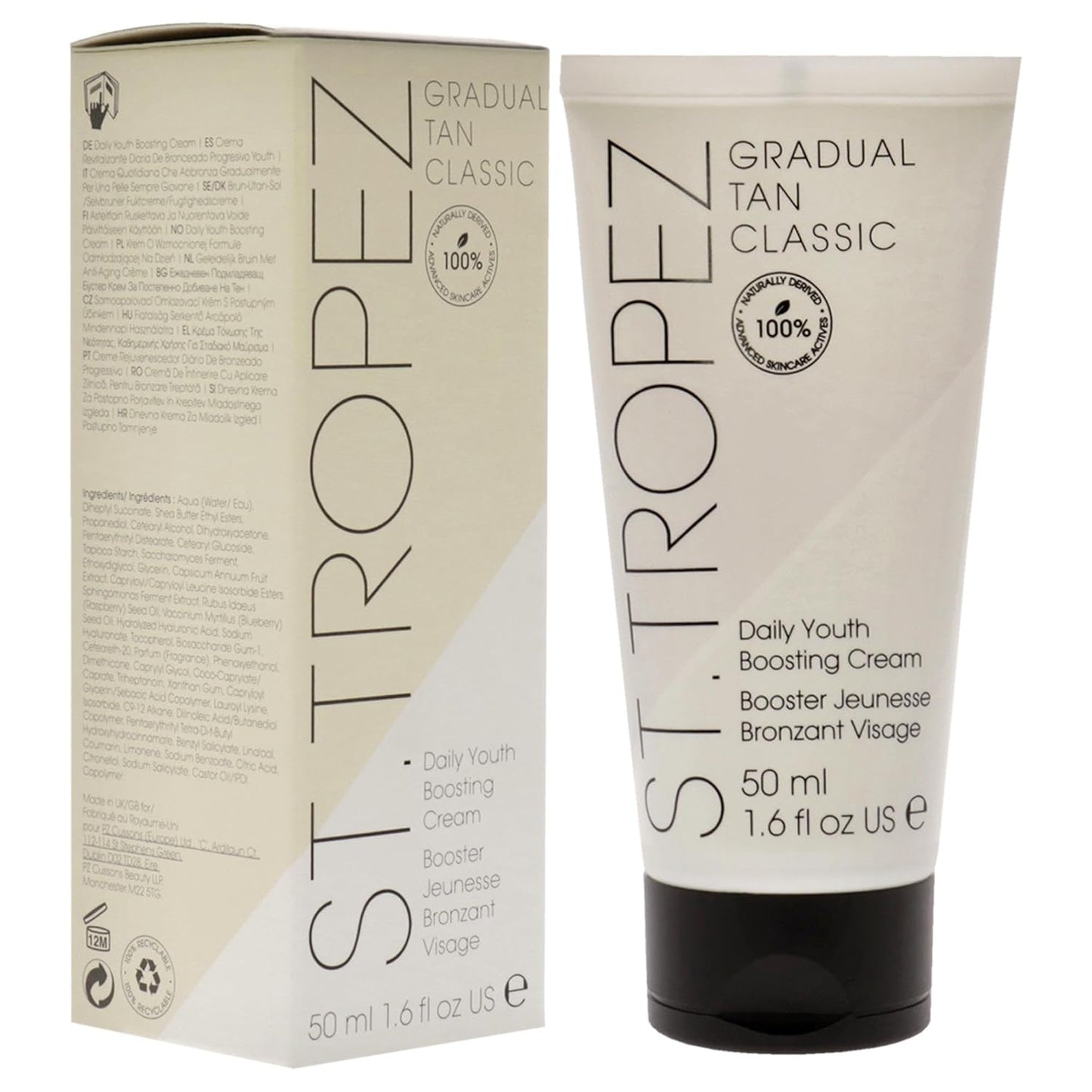St.Tropez Gradual Tan Classic Daily Youth Boosting Cream, Hydrating Self Tan Face Cream, Vegan, Natural & Cruelty Free, 1.6 Fl Oz
