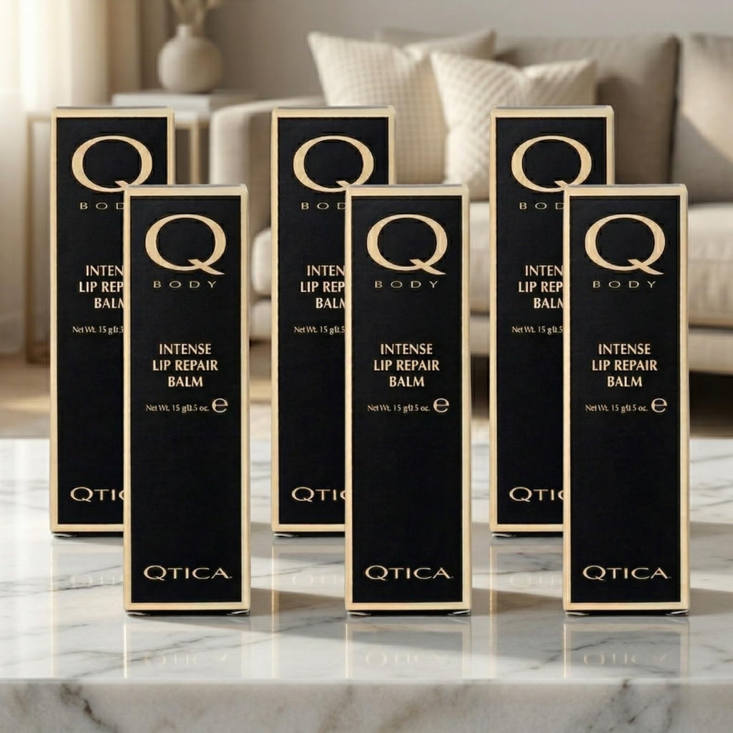 Qtica Intense Lip Repair Balm - Set of 6 by QTICA Beeswax Smooth Creamy Texture Restorative Lip Gel for Dry, Chapped Lips Instant Hydration, Softness