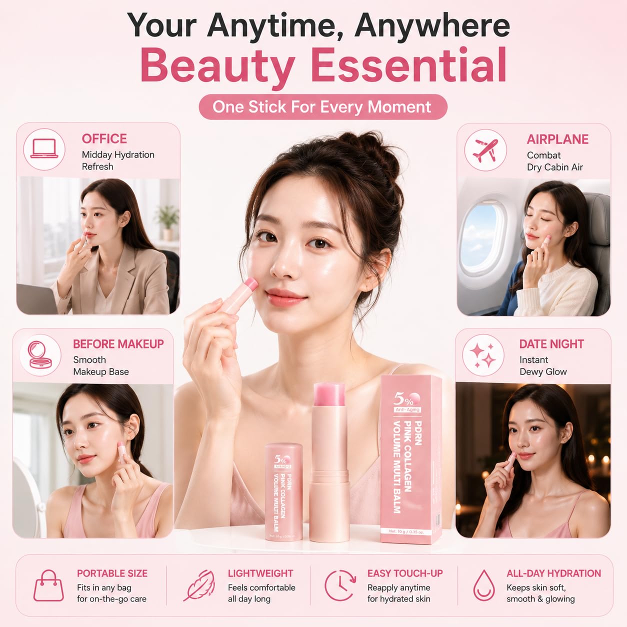 PDRN Pink Collagen Volume Multi Balm Stick, 0.35 oz