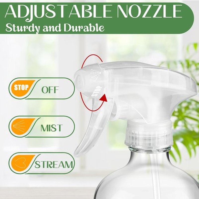 ZENOWICK 9 Pack/16 Oz Glass Spray Bottles, Refillable Empty Containers with Silicone Sleeve, Upgraded Adjustable Nozzle Spray Bottle Sets for Cleaning, Essential Oils, Hair