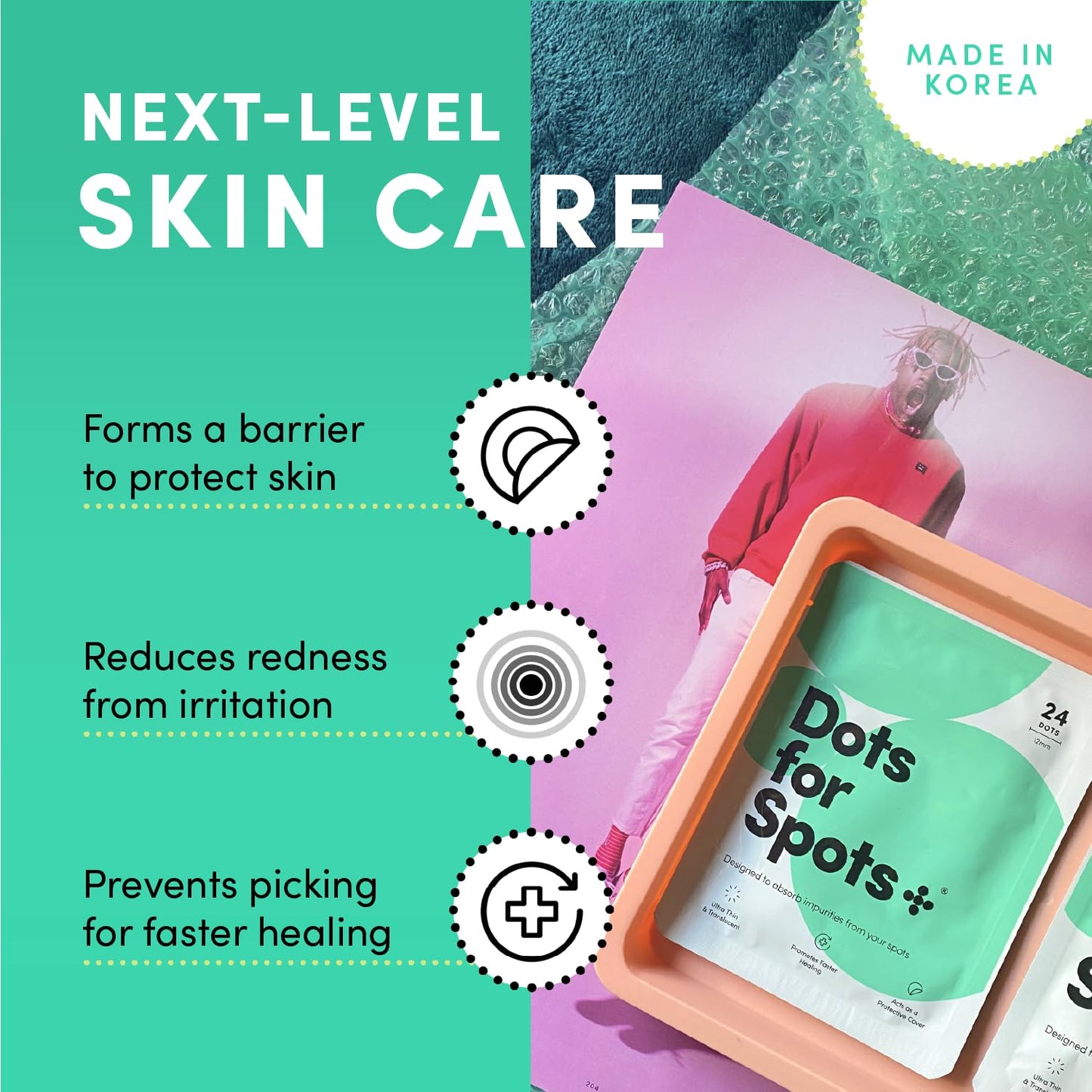 Dots for Spots Pimple Patches For Face - Fast Acting, Translucent Hydrocolloid Zit Patches that Unclog Pores Korean Skin Care - Vegan, Cruelty Free - (60 count)