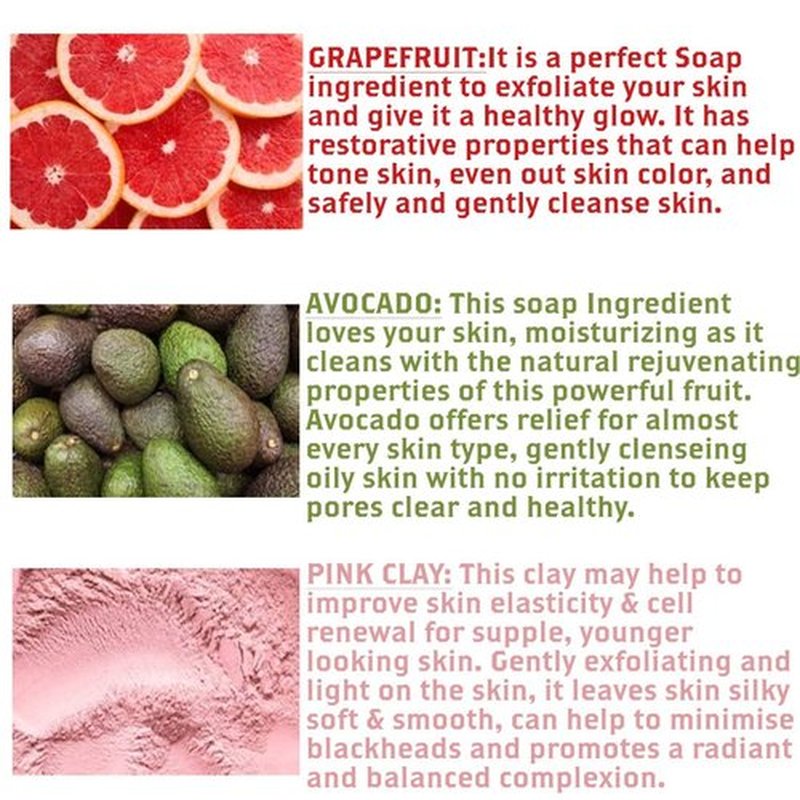 Olivia Care Exfoliating Bar Soap Pack by – 100% Natural & Organic - Infused with Grapefruit, Avocado Oil & Pink Clay - Deep Clean, Refreshing, Moisturizing & Hydrating - Triple-Milled - X 5 OZ Grapefruit Avacodo 3 Count (Pack of 3)