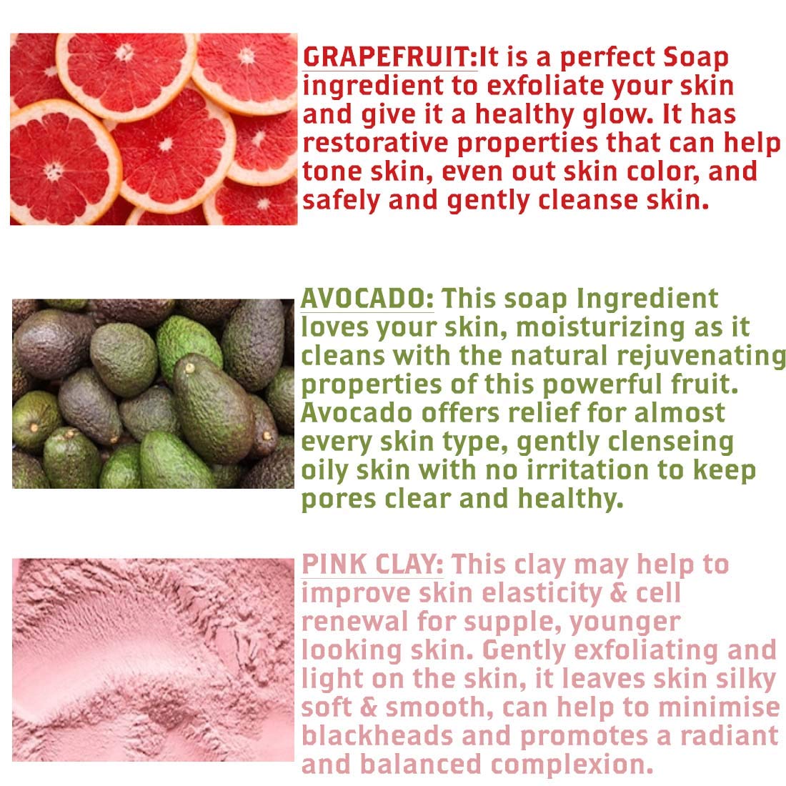 Olivia Care Exfoliating Bar Soap Pack by – 100% Natural & Organic - Infused with Grapefruit, Avocado Oil & Pink Clay - Deep Clean, Refreshing, Moisturizing & Hydrating - Triple-Milled - X 5 OZ Grapefruit Avacodo 3 Count (Pack of 3)