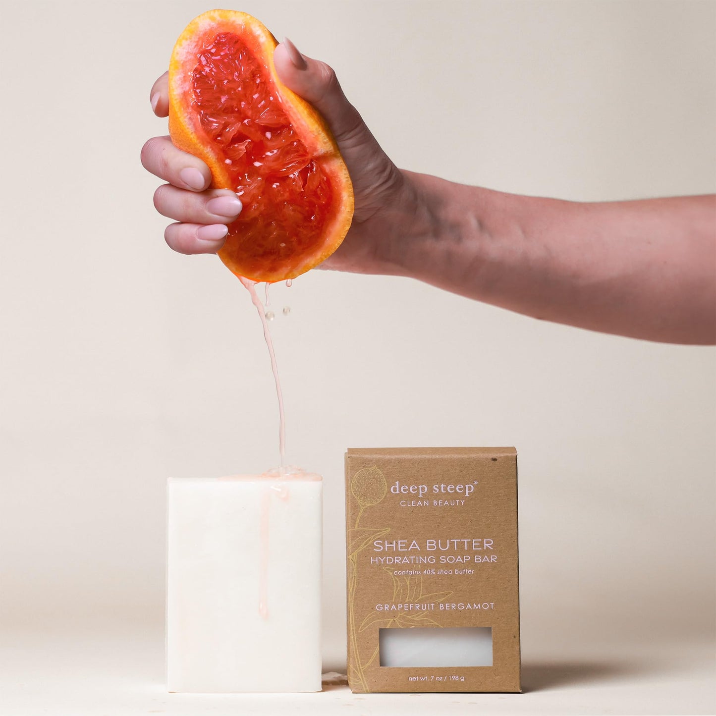Deep Steep Bar Soap, Grapefruit Bergamot, 7 oz – Natural Soap Bar for Women & Men, Moisturizing Body & Hand Soap with Shea Butter & Coconut Oil – Vegan, Clean Beauty, Sensitive Skin