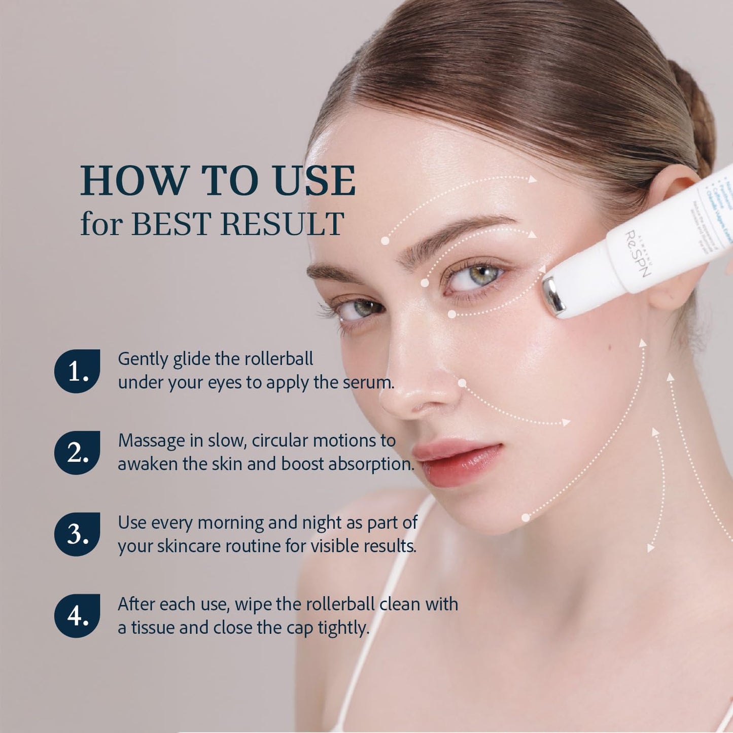 Re.SPN Peptide Firming Roller Eye Serum–Hydrating Eye Care for Puffy Eyes & Dark Circles with Caffeine & Niacinamide,Cooling Gua Sha Metal Applicator,Under Eye Brightener, Vegan K-Beauty(0.67 fl oz)