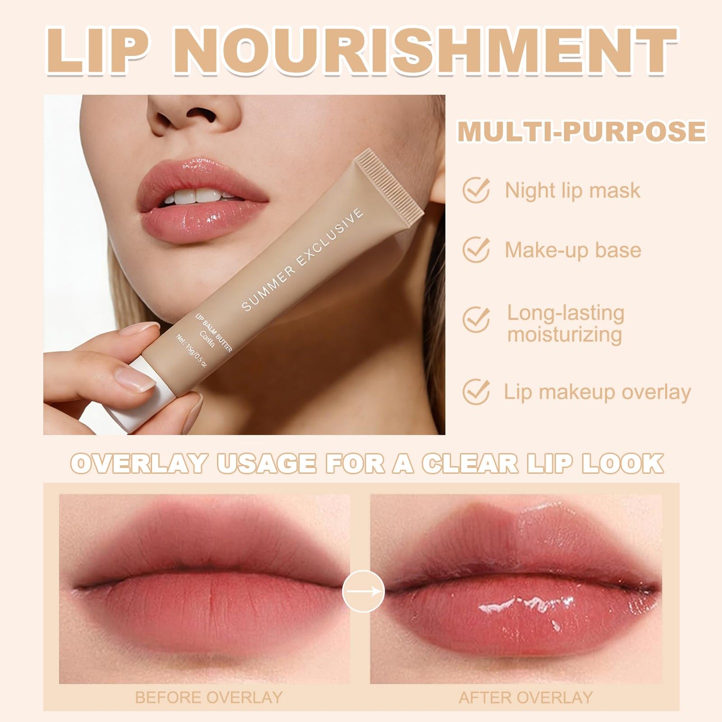 2 Color Summer Exclusive Lip Balm Butter,Tinted Lip Balm,Nourishing Lip Gloss with Natural Ingredients for Women and Girls,Soothes & Softens Dry Lips,Lip Care Gift Set for Birthday Christmas.