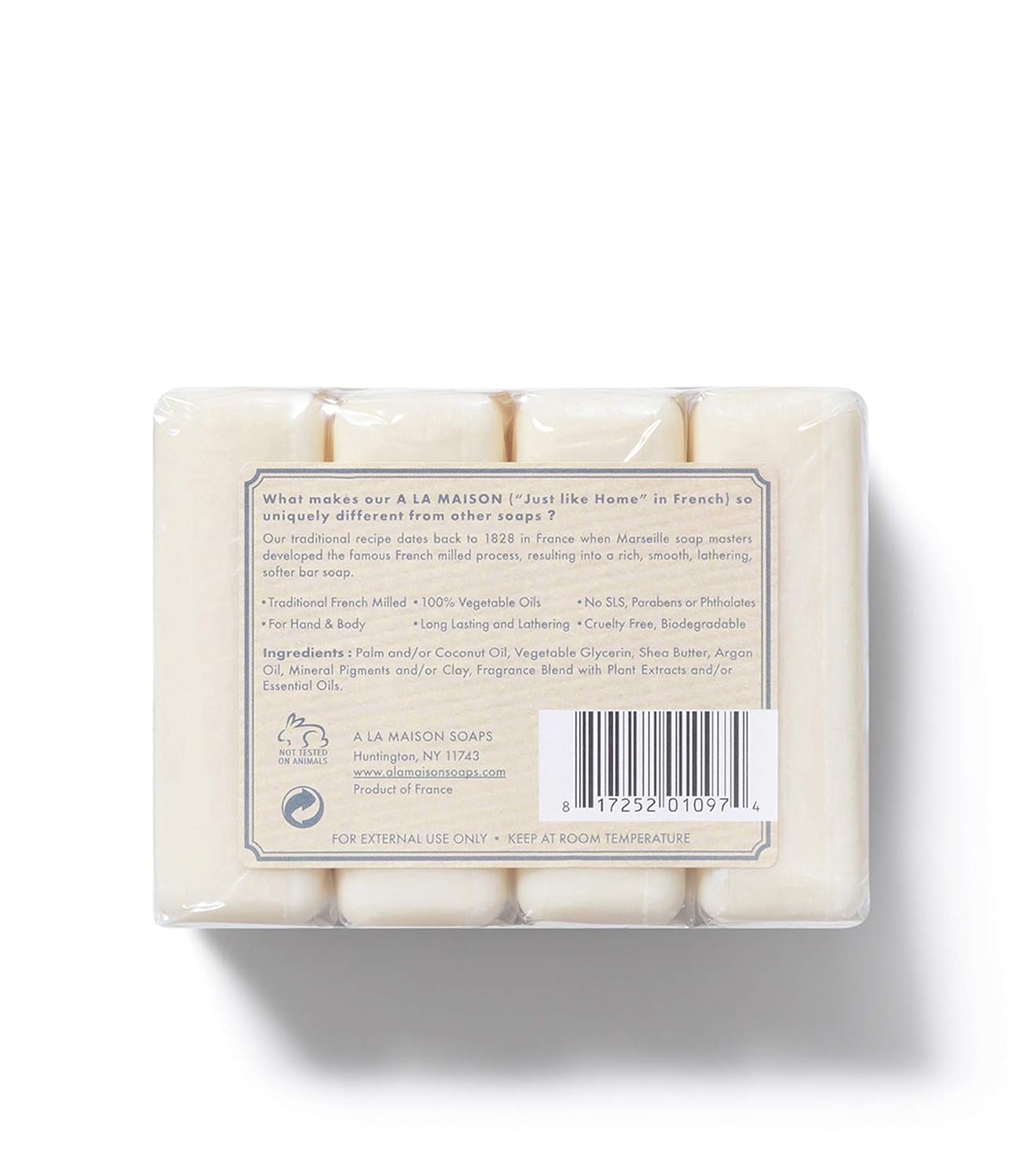 A LA MAISON Fresh Sea Salt Bar Soap - Uses: Hand and Body, Triple Milled, Essential Oils, Biodegradable, Plant Based, Vegan, Cruelty-Free, Alcohol & Paraben Free (12 Bars of Soap, 3.5 oz)